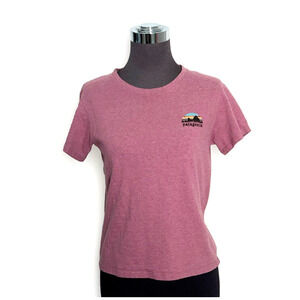 Patagonia Shirt Skyline Stencil Women's S Mauve Responsibili-Tee Evening